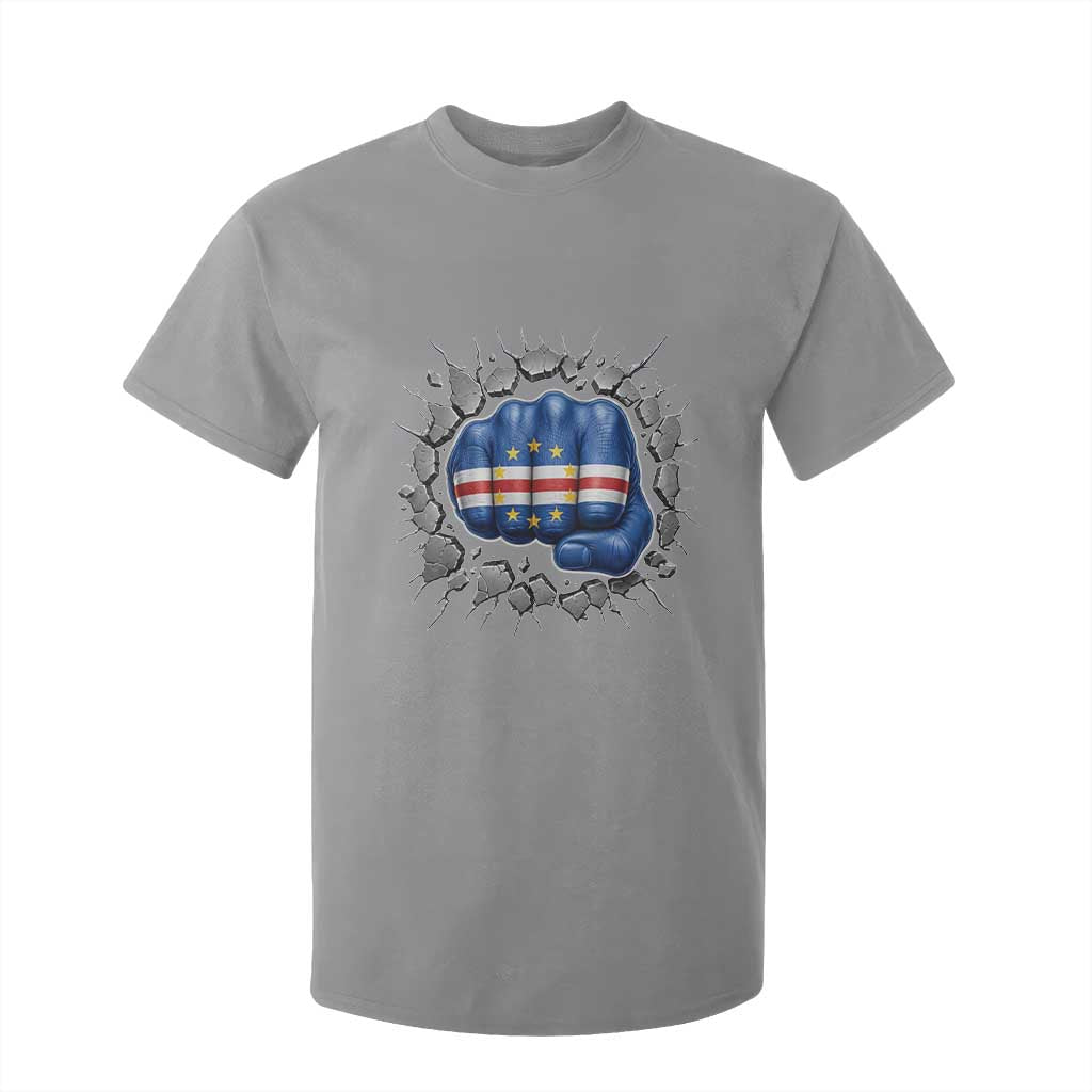 Cape Verde Flag Fist Power Stone Wall Break Graphic T Shirt For Kid Cabo Verde Strong Roots National Pride