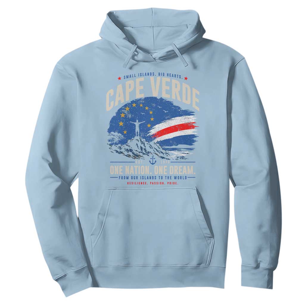 Cape Verde Small Islands Big Hearts Pride Hoodie Cabo Verde One Nation One Dream Distressed Flag