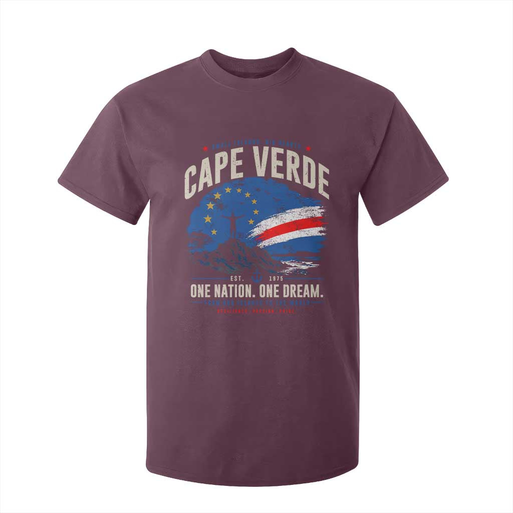Cape Verde Small Islands Big Hearts Pride T Shirt For Kid Cabo Verde One Nation One Dream Distressed Flag