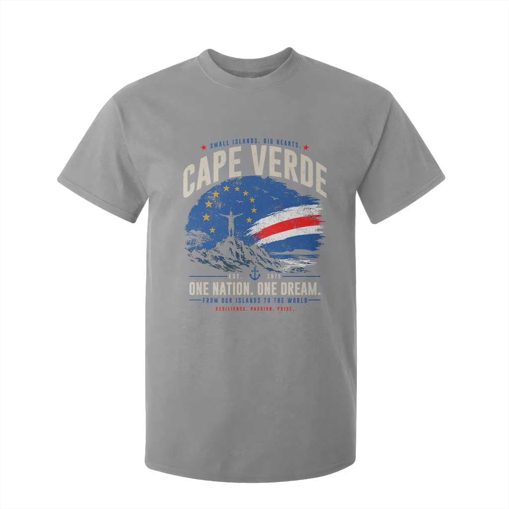 Cape Verde Small Islands Big Hearts Pride T Shirt For Kid Cabo Verde One Nation One Dream Distressed Flag
