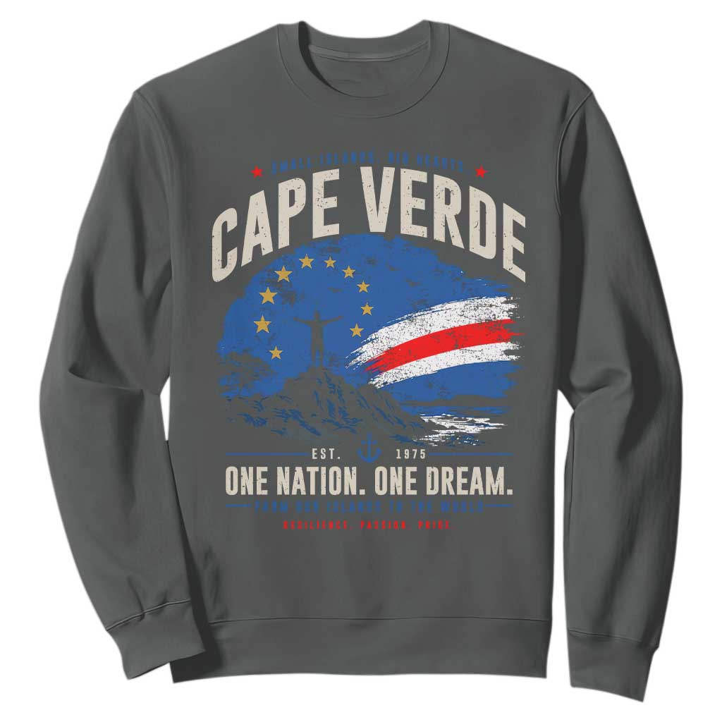 Cape Verde Small Islands Big Hearts Pride Sweatshirt Cabo Verde One Nation One Dream Distressed Flag