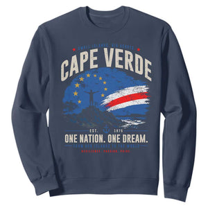 Cape Verde Small Islands Big Hearts Pride Sweatshirt Cabo Verde One Nation One Dream Distressed Flag