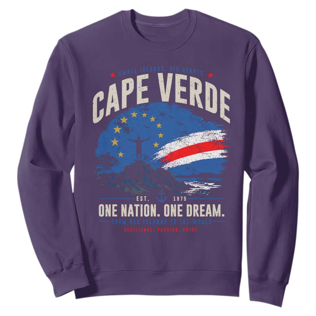 Cape Verde Small Islands Big Hearts Pride Sweatshirt Cabo Verde One Nation One Dream Distressed Flag