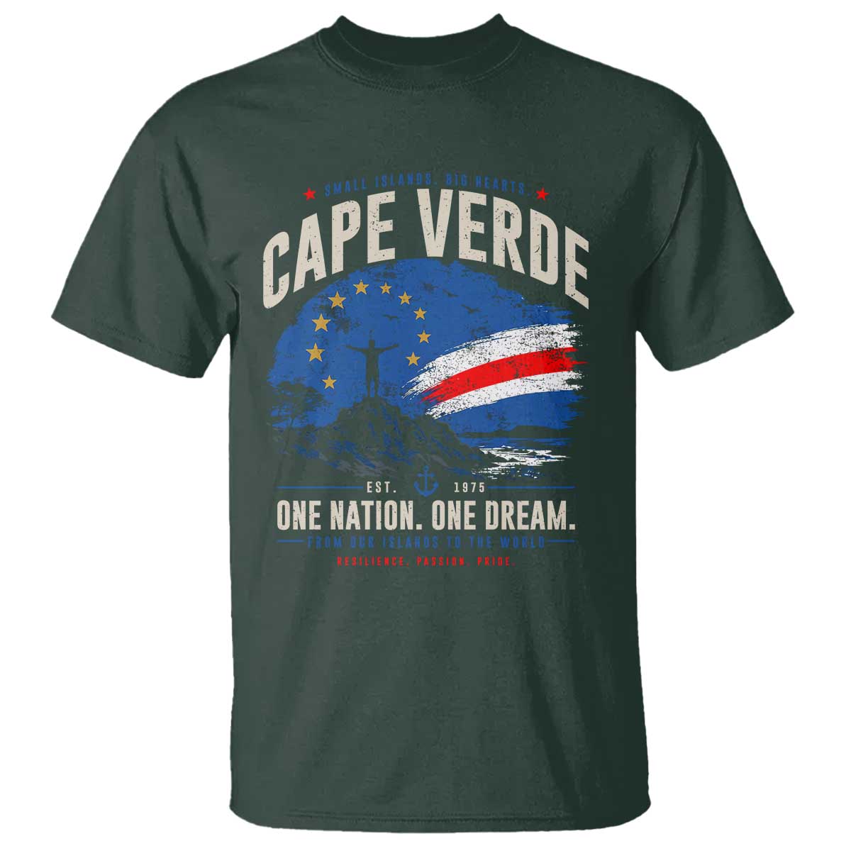 Cape Verde Small Islands Big Hearts Pride T Shirt Cabo Verde One Nation One Dream Distressed Flag
