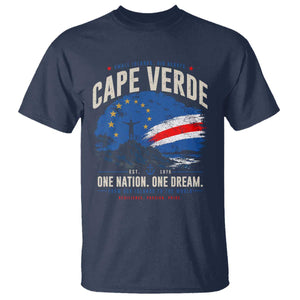 Cape Verde Small Islands Big Hearts Pride T Shirt Cabo Verde One Nation One Dream Distressed Flag