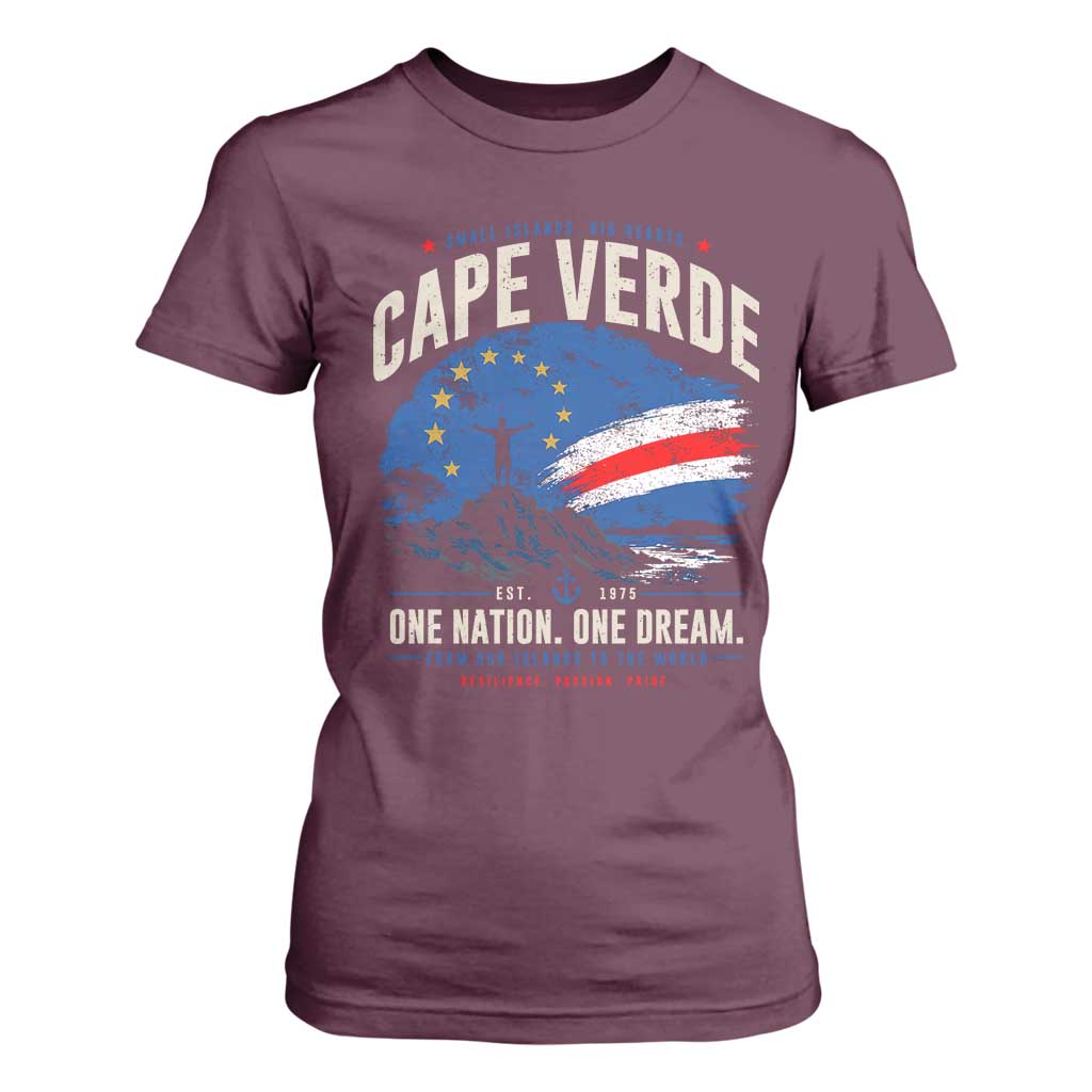 Cape Verde Small Islands Big Hearts Pride T Shirt For Women Cabo Verde One Nation One Dream Distressed Flag