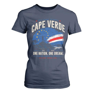 Cape Verde Small Islands Big Hearts Pride T Shirt For Women Cabo Verde One Nation One Dream Distressed Flag