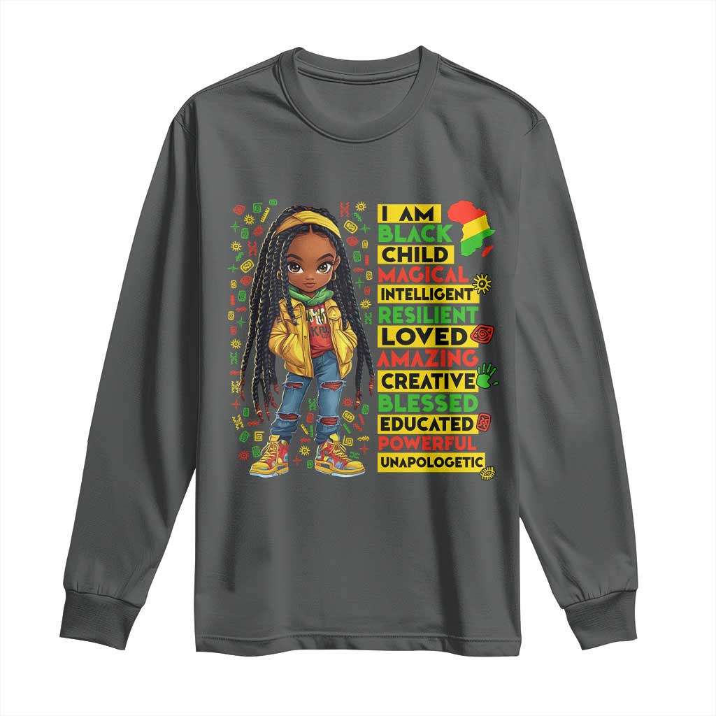 I Am Black Child Locd Girl Long Sleeve Shirt African Pride Black History Month