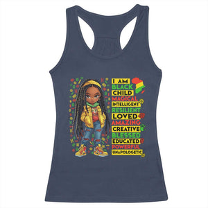 I Am Black Child Locd Girl Racerback Tank Top African Pride Black History Month