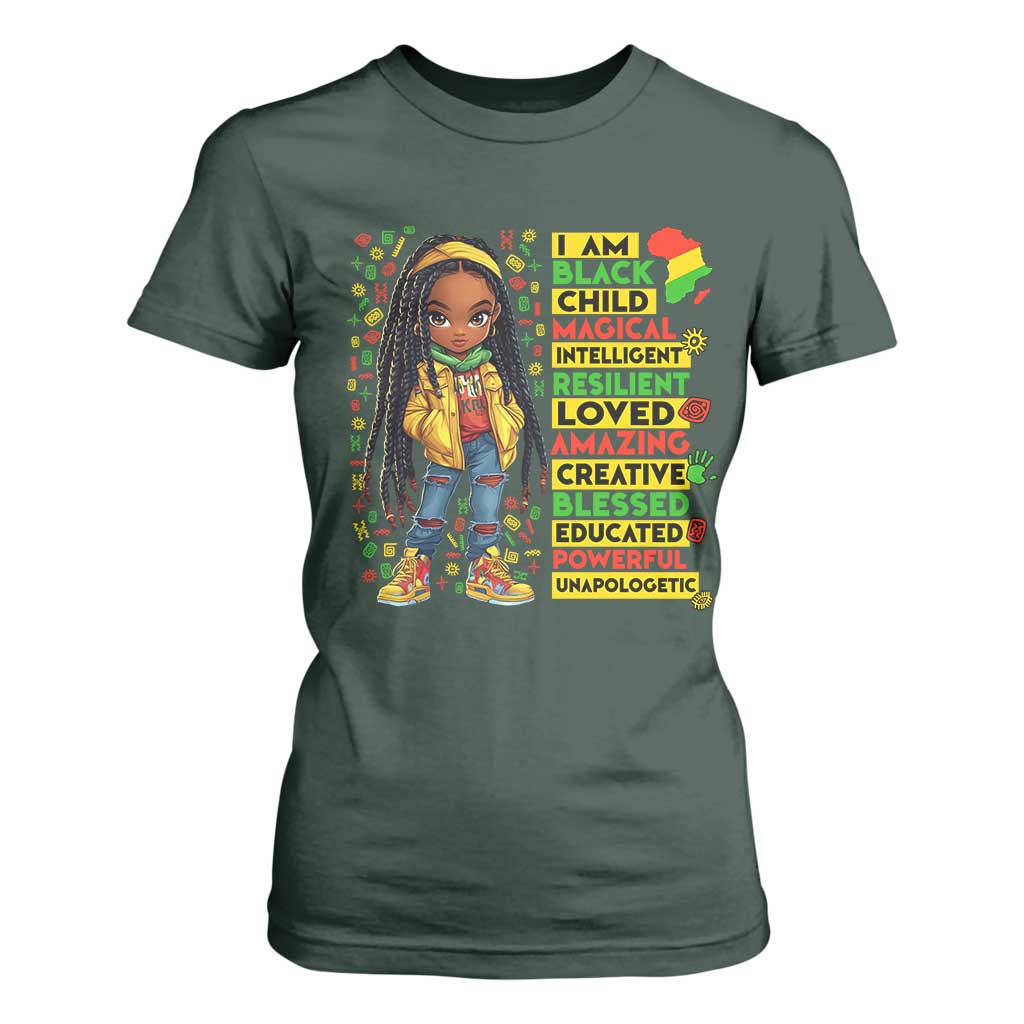 I Am Black Child Locd Girl T Shirt For Women African Pride Black History Month