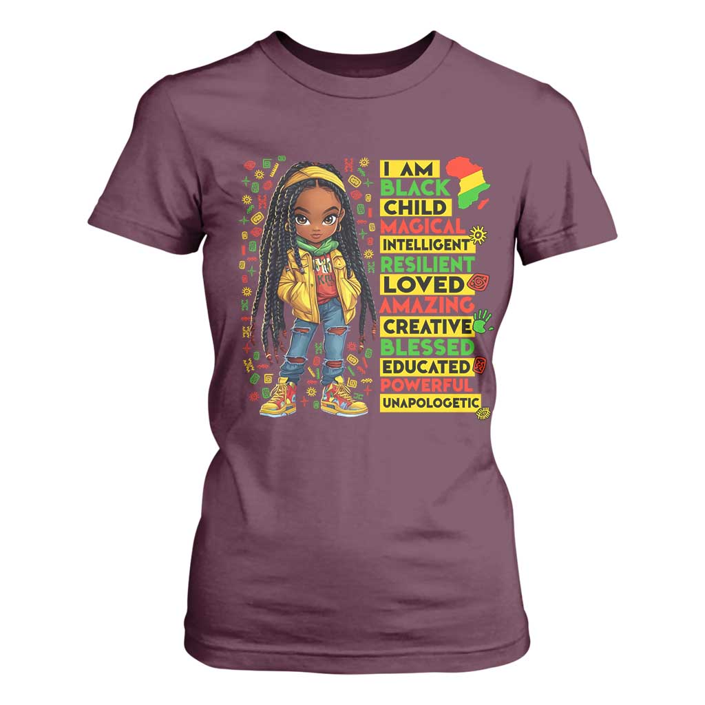 I Am Black Child Locd Girl T Shirt For Women African Pride Black History Month