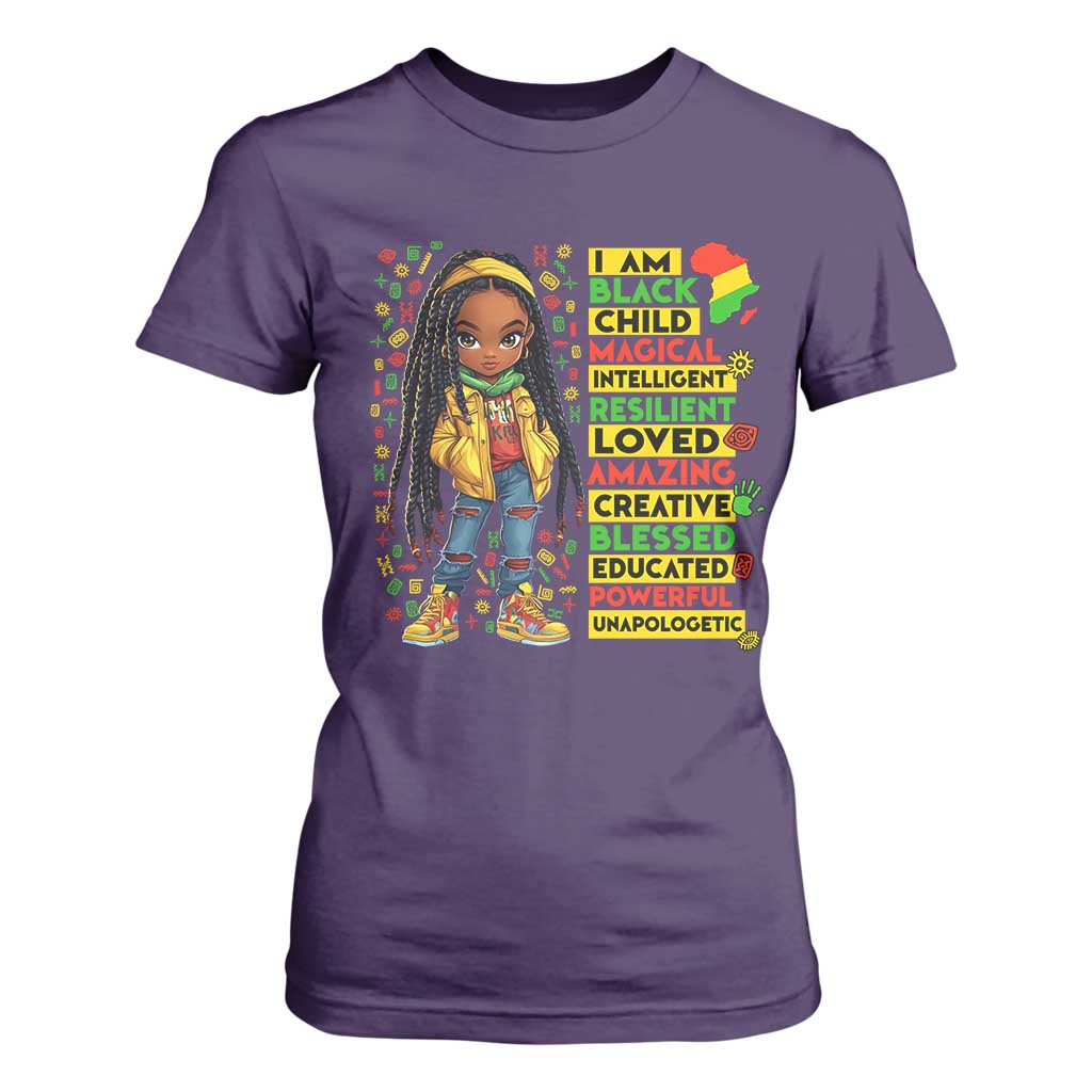 I Am Black Child Locd Girl T Shirt For Women African Pride Black History Month