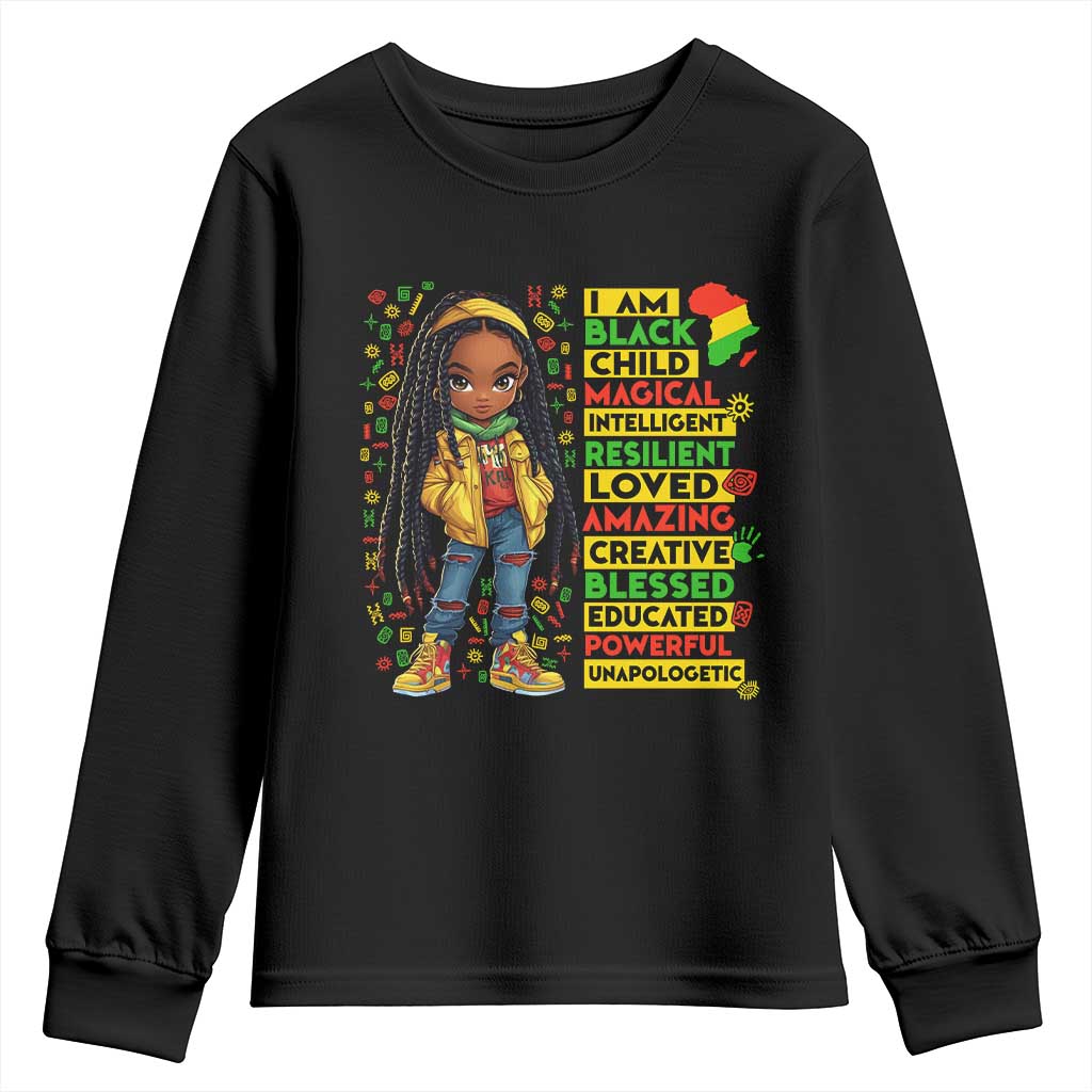 I Am Black Child Locd Girl Youth Sweatshirt African Pride Black History Month