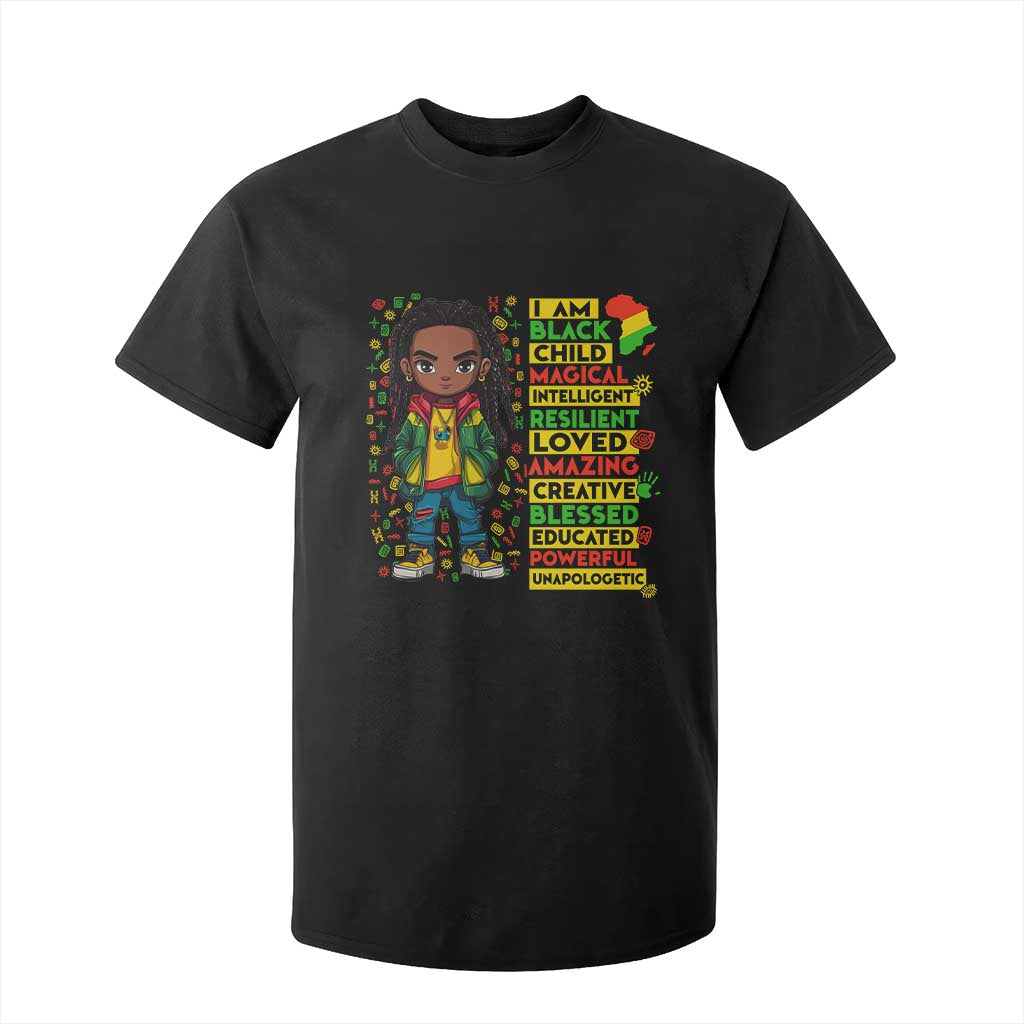 I Am Black Child Locd Boy T Shirt For Kid African Pride Black History Month