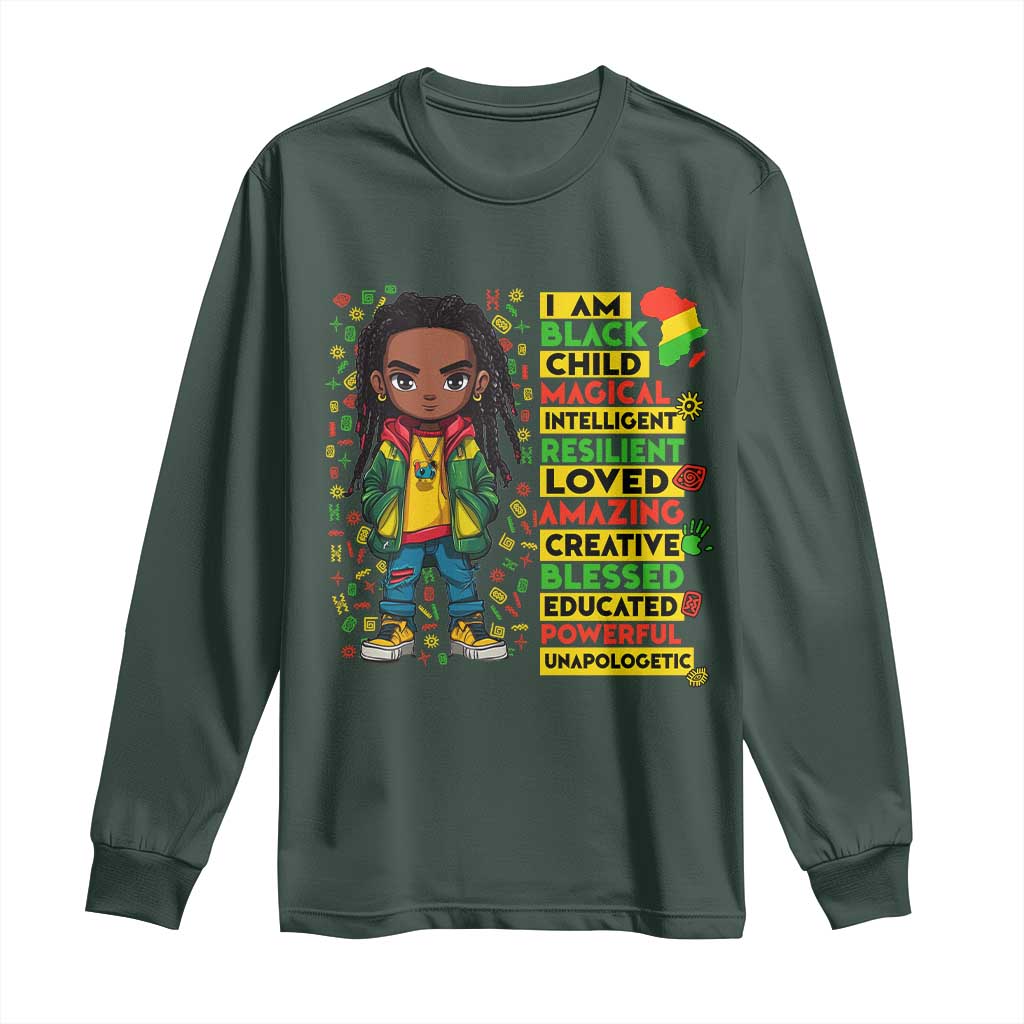 I Am Black Child Locd Boy Long Sleeve Shirt African Pride Black History Month