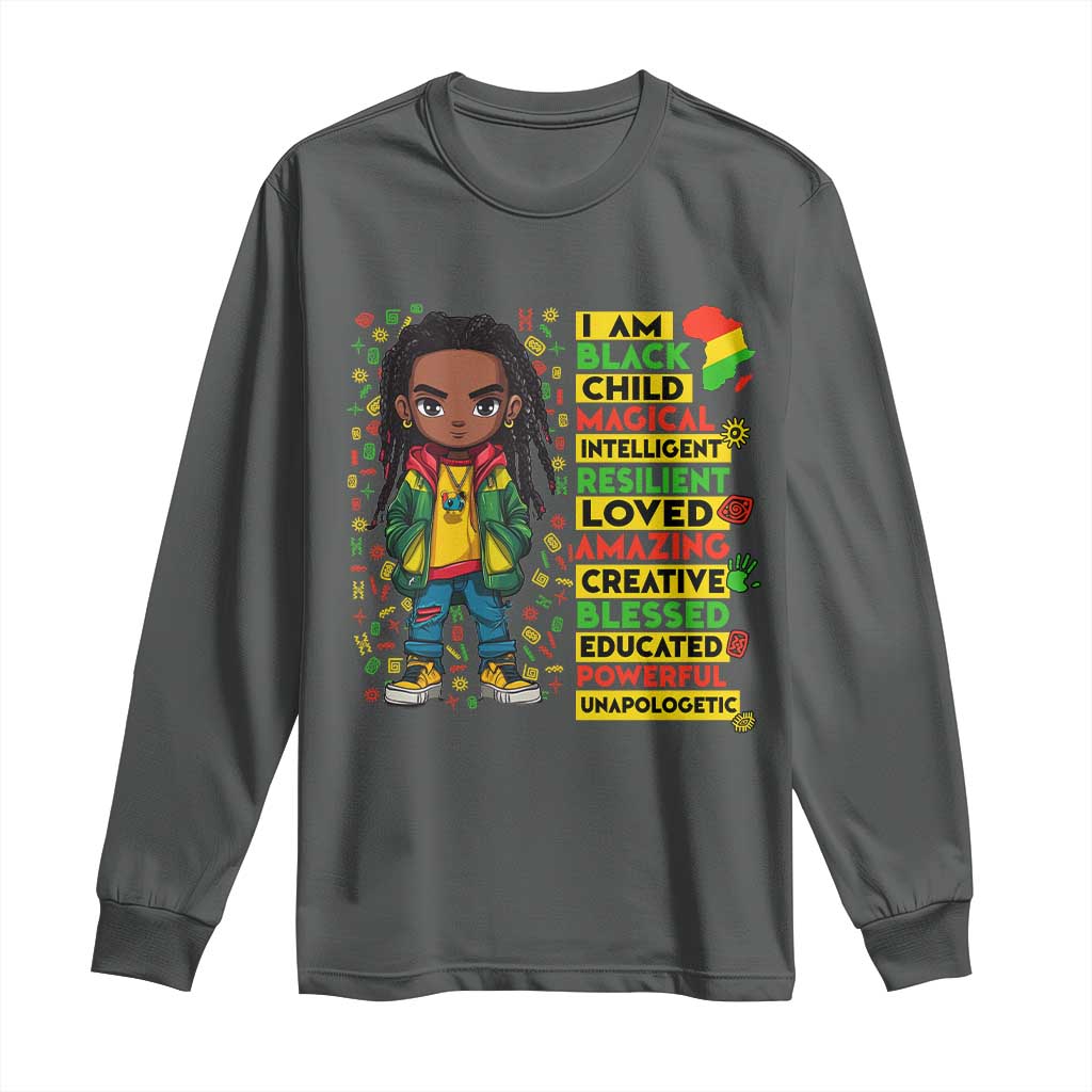 I Am Black Child Locd Boy Long Sleeve Shirt African Pride Black History Month