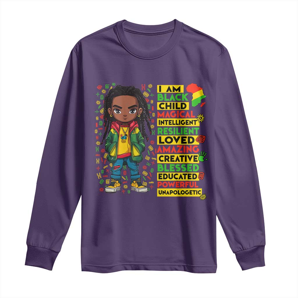 I Am Black Child Locd Boy Long Sleeve Shirt African Pride Black History Month