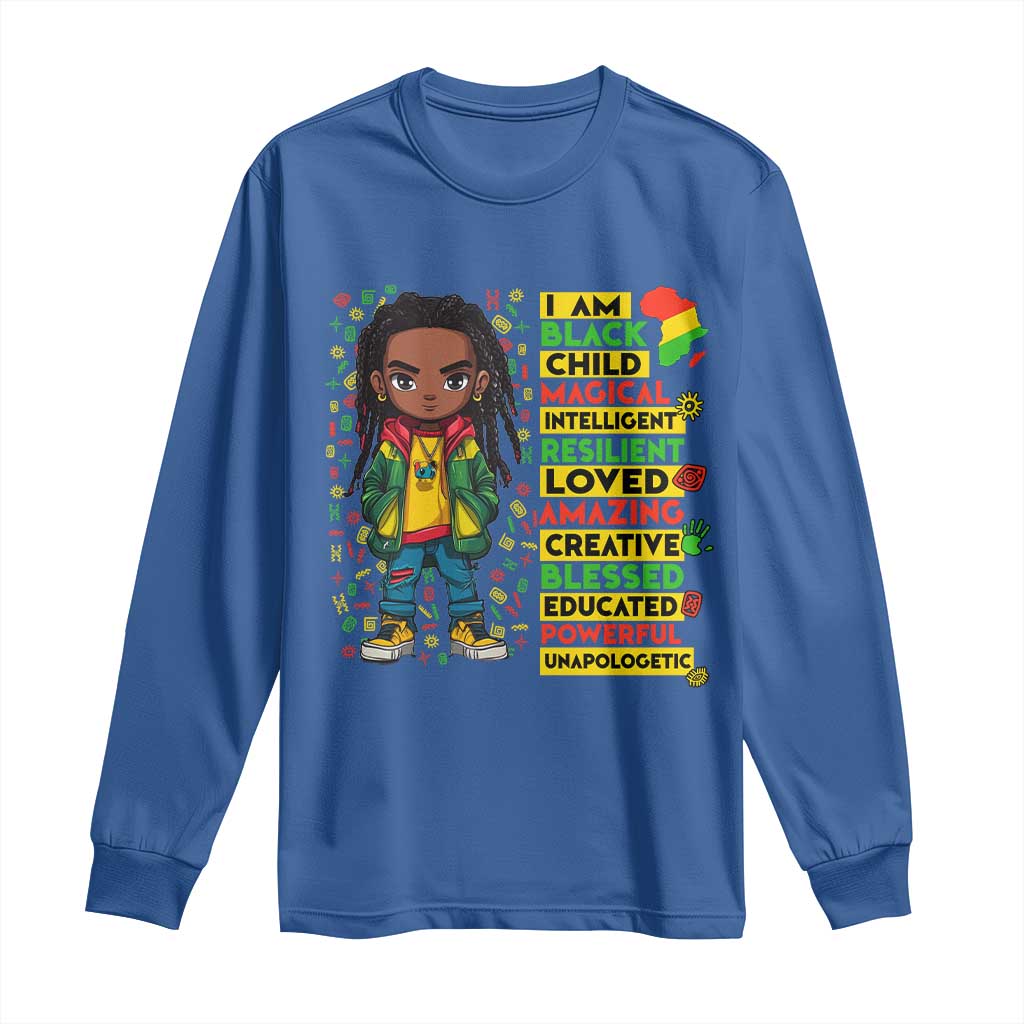 I Am Black Child Locd Boy Long Sleeve Shirt African Pride Black History Month