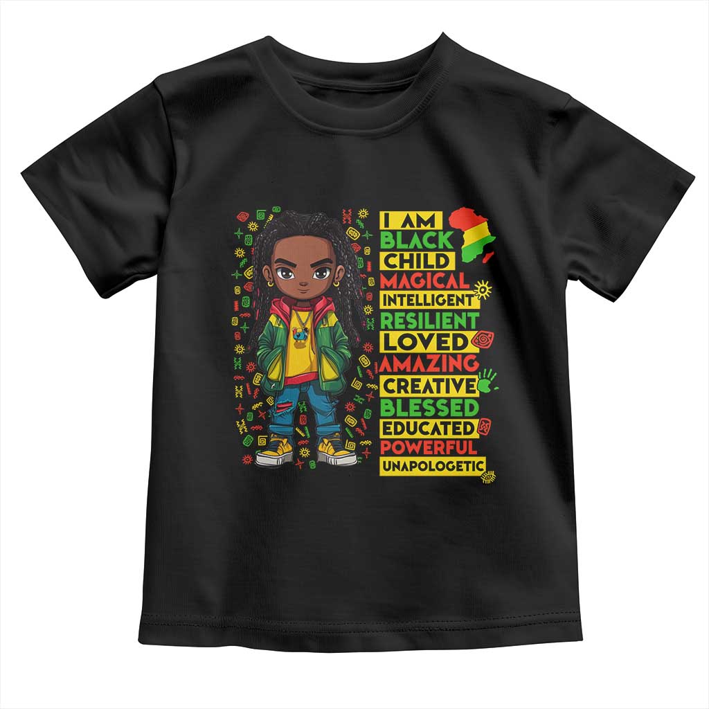 I Am Black Child Locd Boy Toddler T Shirt African Pride Black History Month