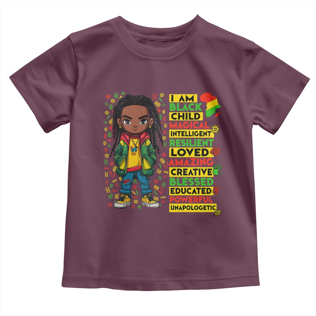 I Am Black Child Locd Boy Toddler T Shirt African Pride Black History Month
