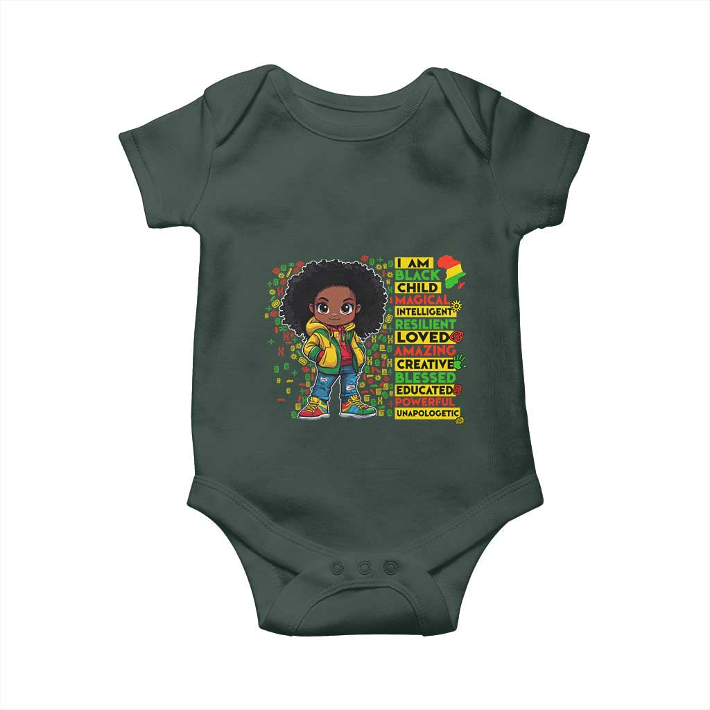 I Am Black Child Afro Girl Baby Onesie African American Pride Black History Month