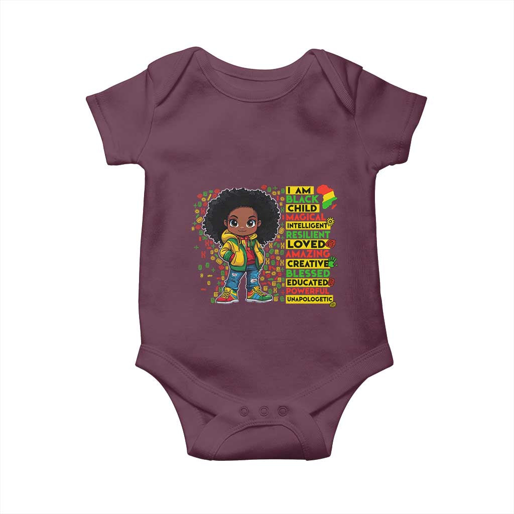 I Am Black Child Afro Girl Baby Onesie African American Pride Black History Month