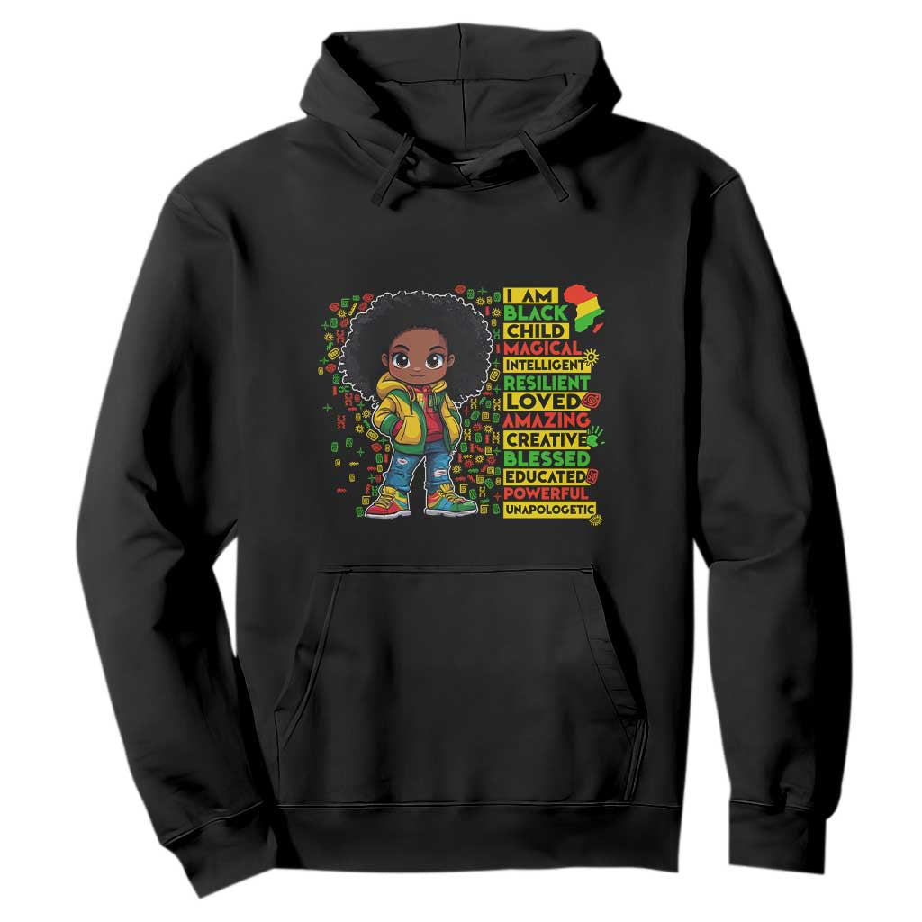 I Am Black Child Afro Girl Hoodie African American Pride Black History Month