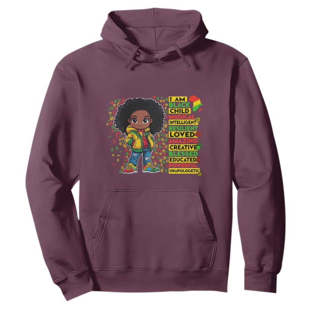I Am Black Child Afro Girl Hoodie African American Pride Black History Month
