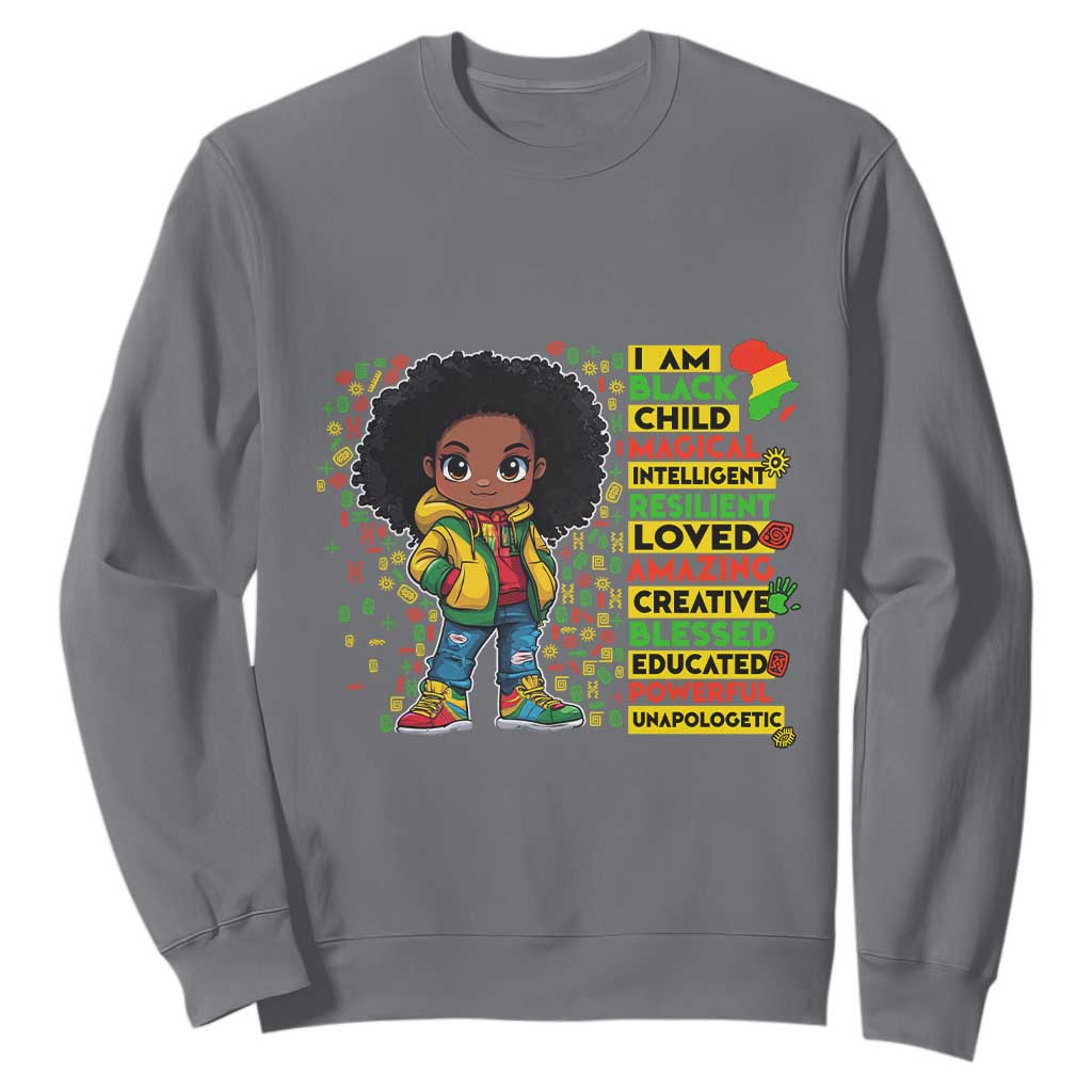 I Am Black Child Afro Girl Sweatshirt African American Pride Black History Month