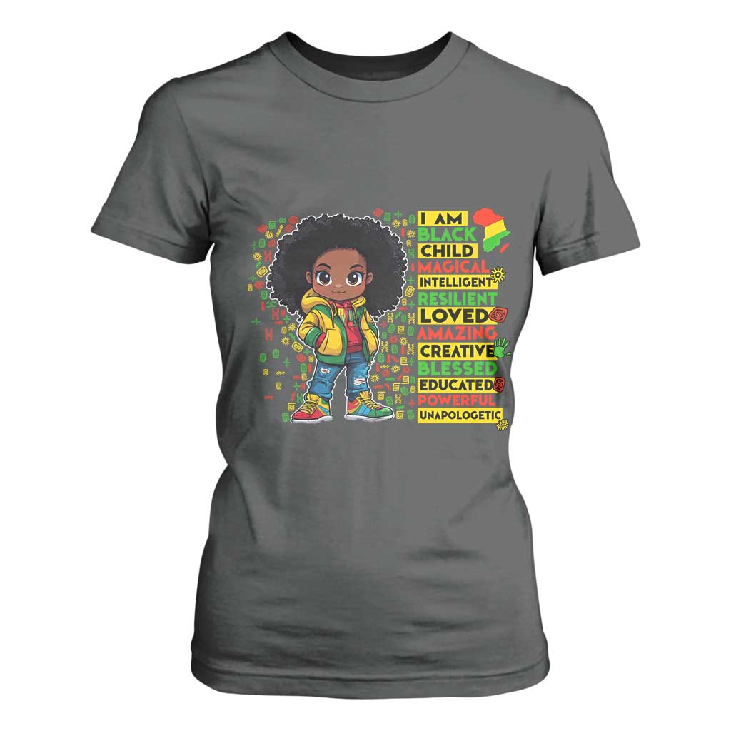 I Am Black Child Afro Girl T Shirt For Women African American Pride Black History Month