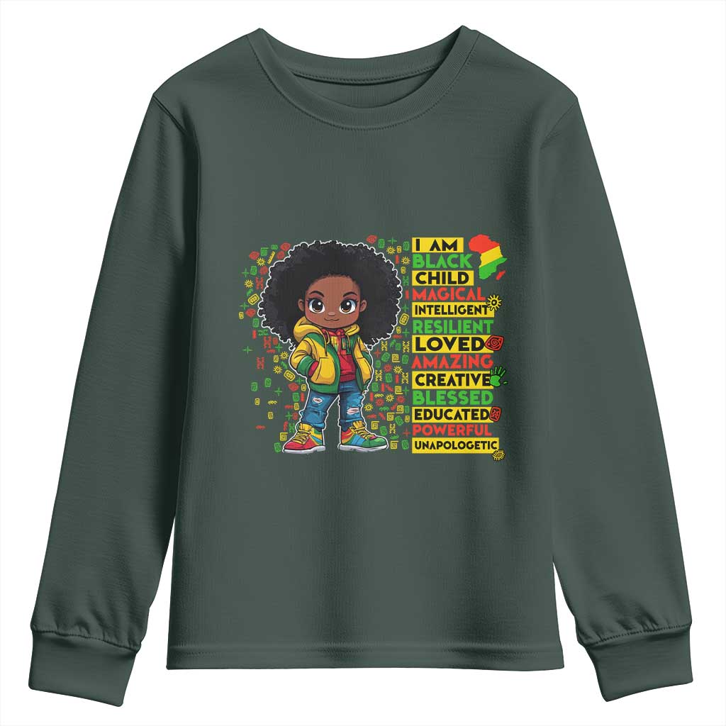 I Am Black Child Afro Girl Youth Sweatshirt African American Pride Black History Month