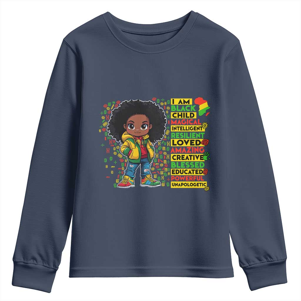 I Am Black Child Afro Girl Youth Sweatshirt African American Pride Black History Month