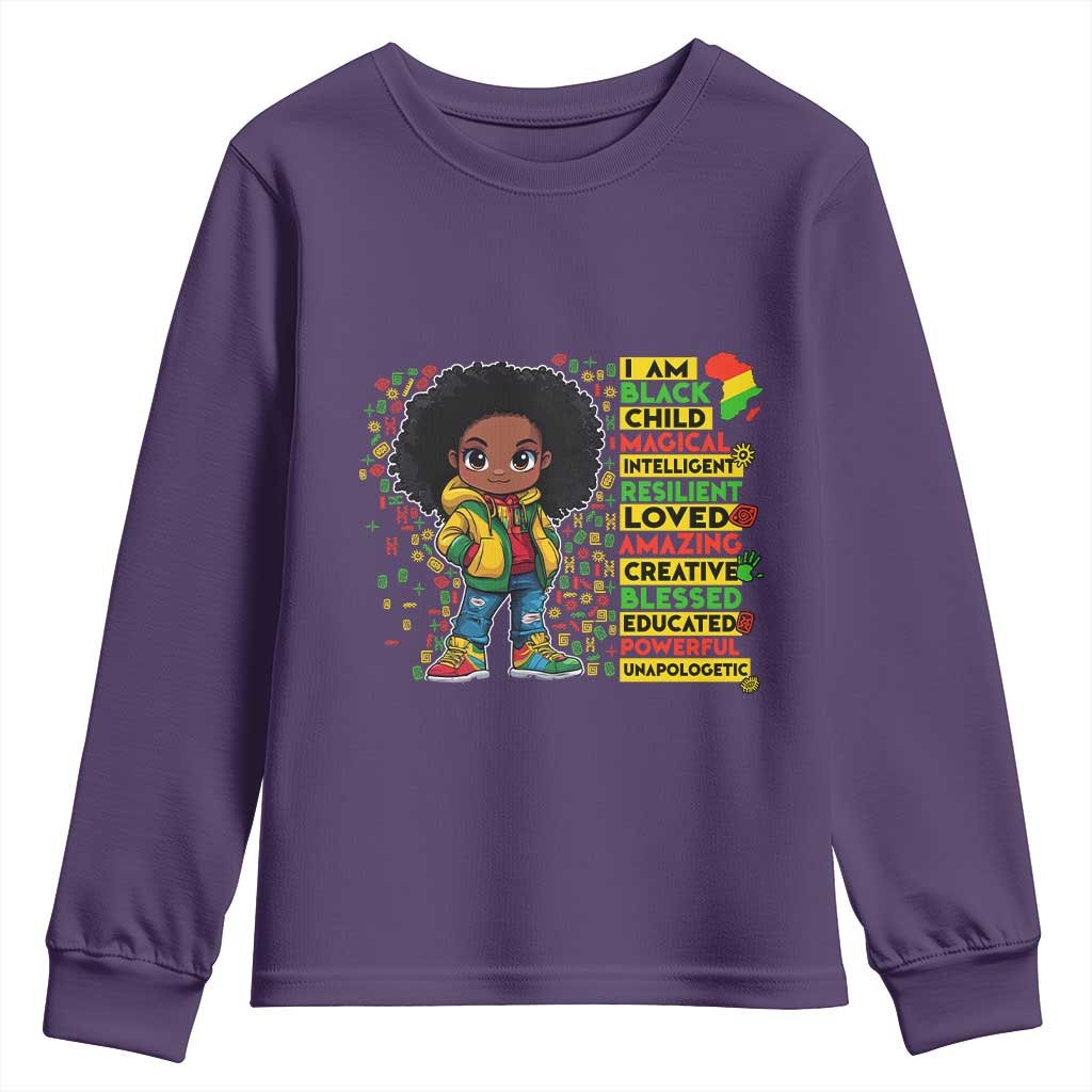I Am Black Child Afro Girl Youth Sweatshirt African American Pride Black History Month