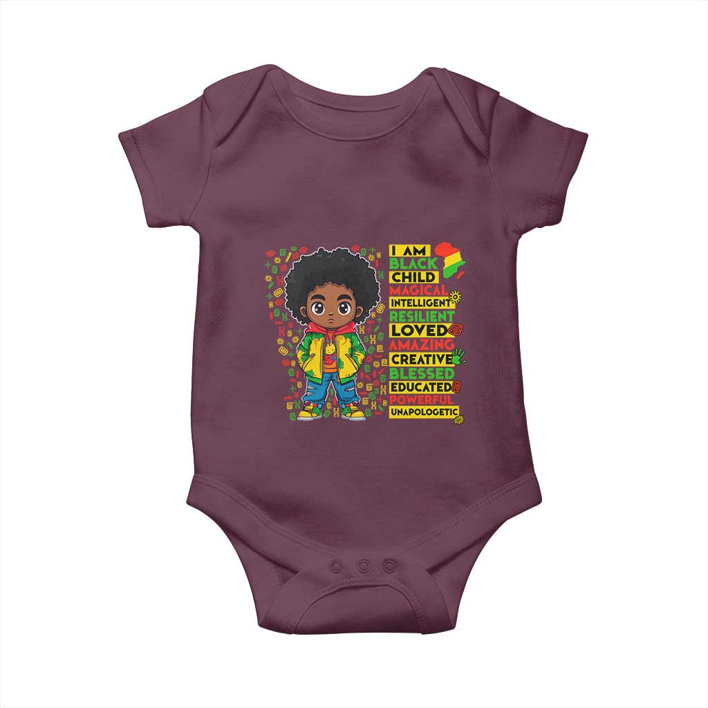 I Am Black Child Afro Boy Baby Onesie African American Pride Black History Month