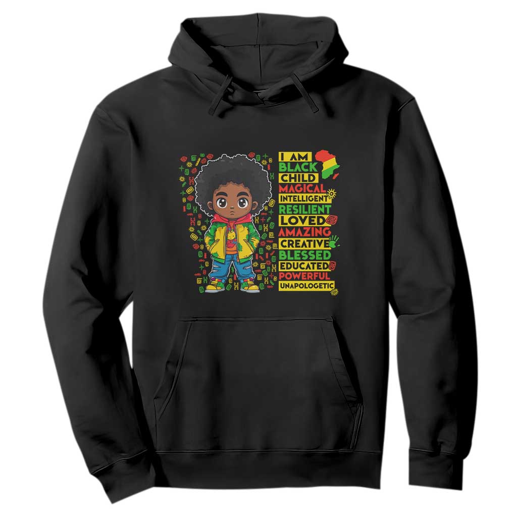 I Am Black Child Afro Boy Hoodie African American Pride Black History Month