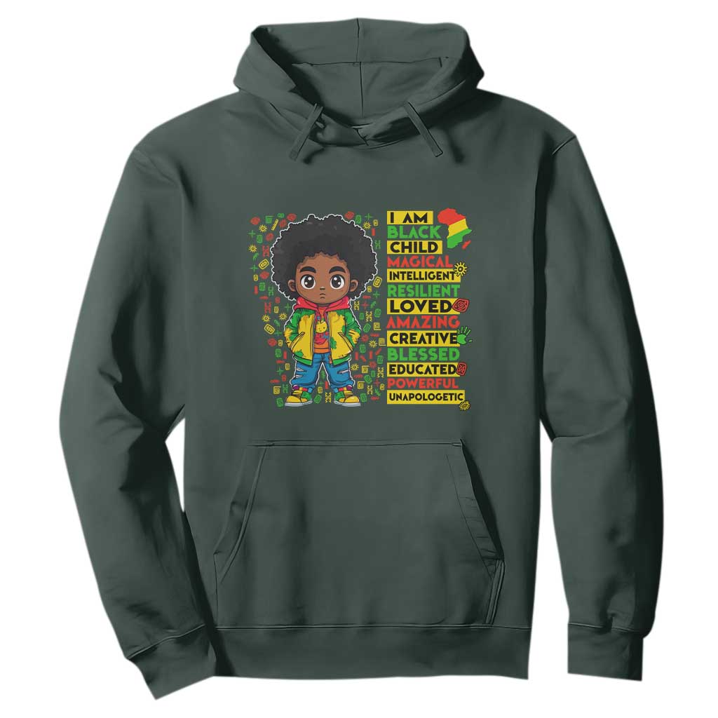 I Am Black Child Afro Boy Hoodie African American Pride Black History Month