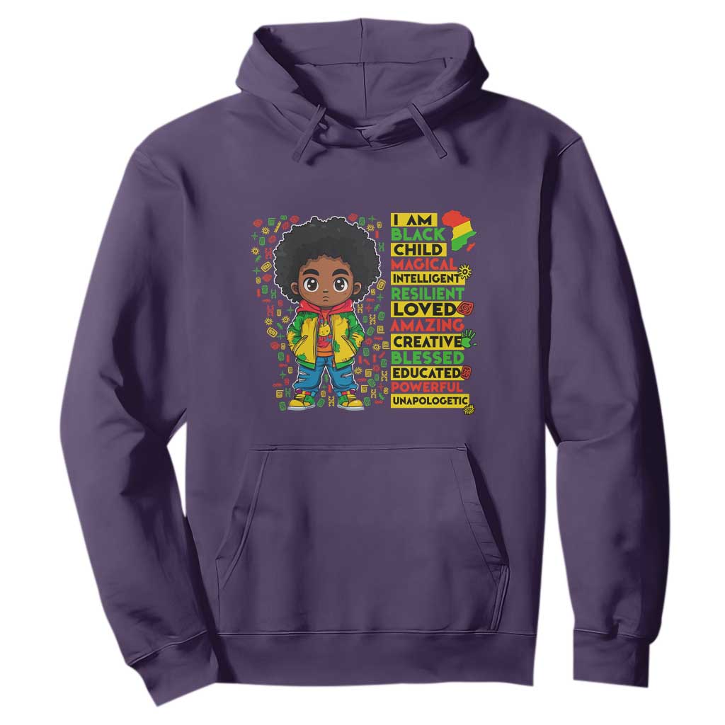 I Am Black Child Afro Boy Hoodie African American Pride Black History Month