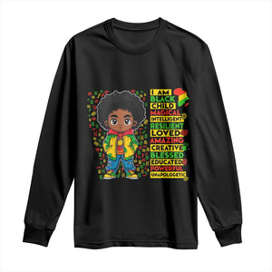 I Am Black Child Afro Boy Long Sleeve Shirt African American Pride Black History Month