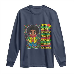 I Am Black Child Afro Boy Long Sleeve Shirt African American Pride Black History Month