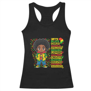 I Am Black Child Afro Boy Racerback Tank Top African American Pride Black History Month