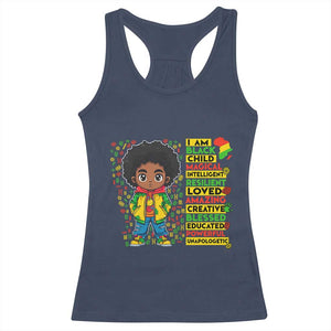 I Am Black Child Afro Boy Racerback Tank Top African American Pride Black History Month