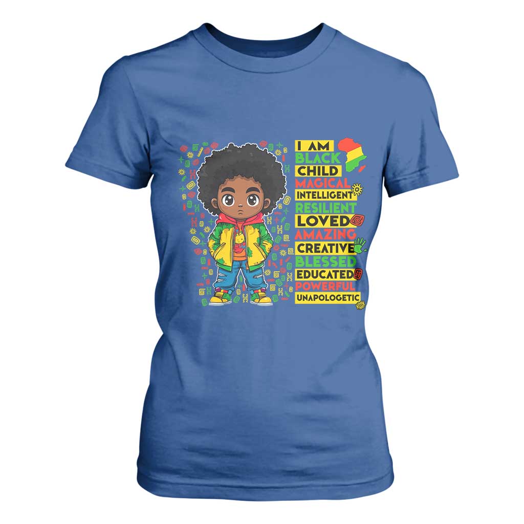 I Am Black Child Afro Boy T Shirt For Women African American Pride Black History Month