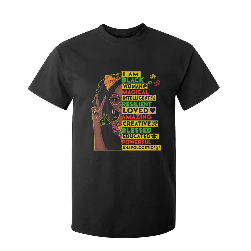 I Am Black Woman With Locd T Shirt For Kid African Pride Black History Month