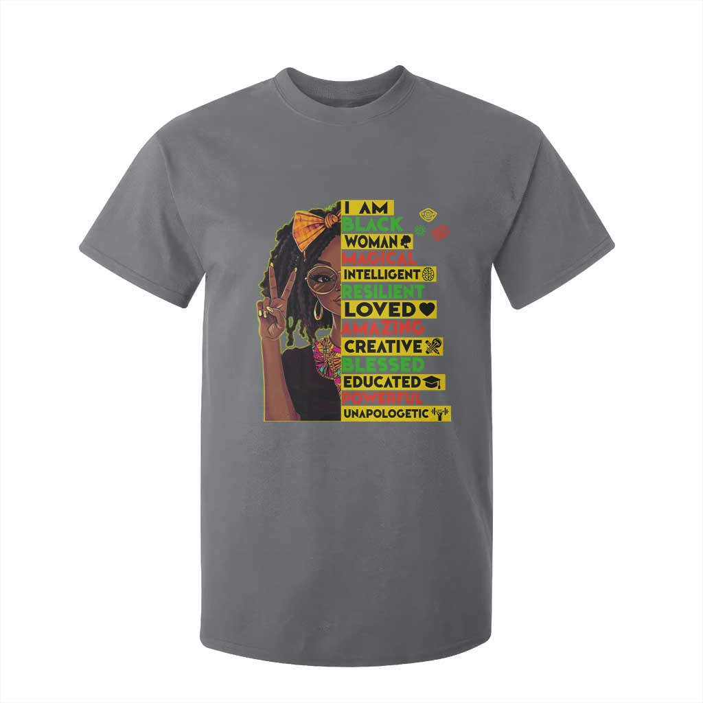 I Am Black Woman With Locd T Shirt For Kid African Pride Black History Month