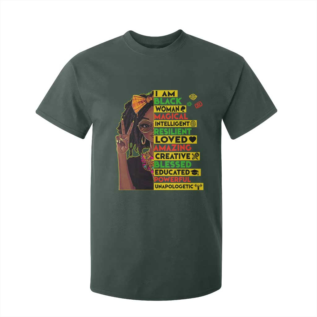 I Am Black Woman With Locd T Shirt For Kid African Pride Black History Month