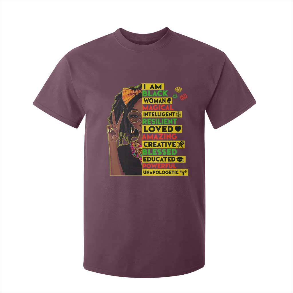 I Am Black Woman With Locd T Shirt For Kid African Pride Black History Month