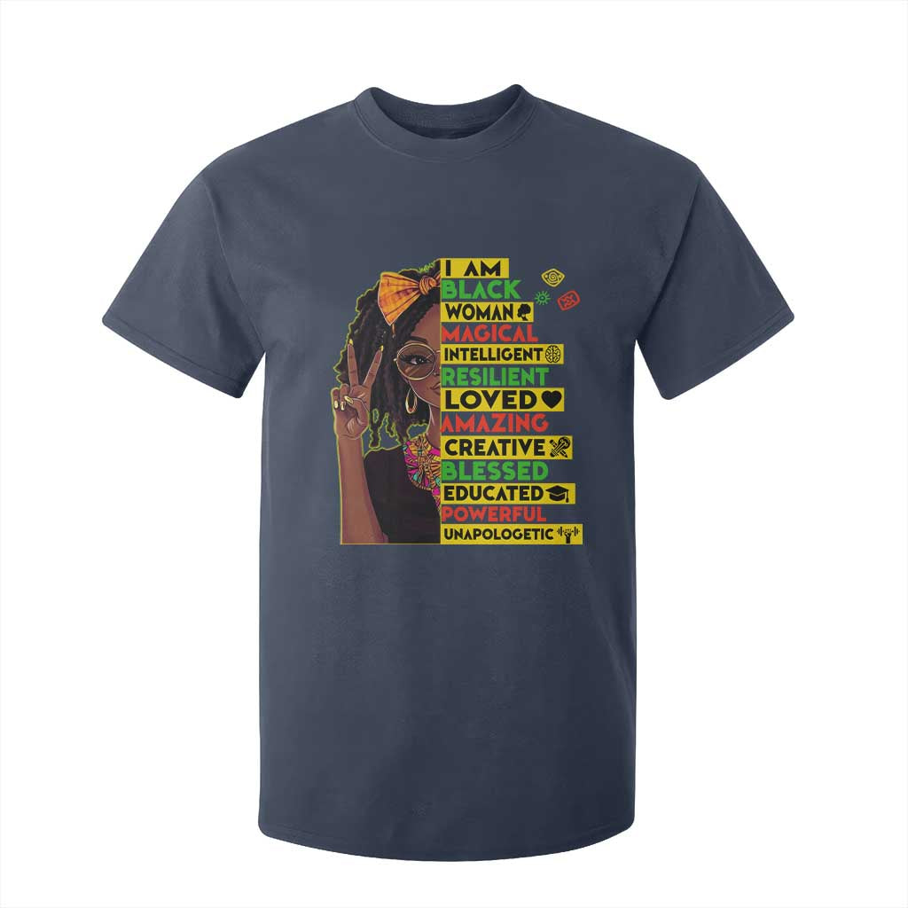 I Am Black Woman With Locd T Shirt For Kid African Pride Black History Month