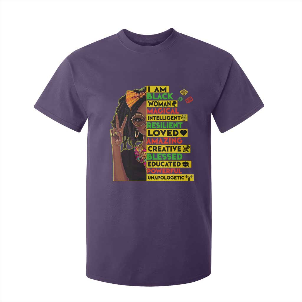 I Am Black Woman With Locd T Shirt For Kid African Pride Black History Month