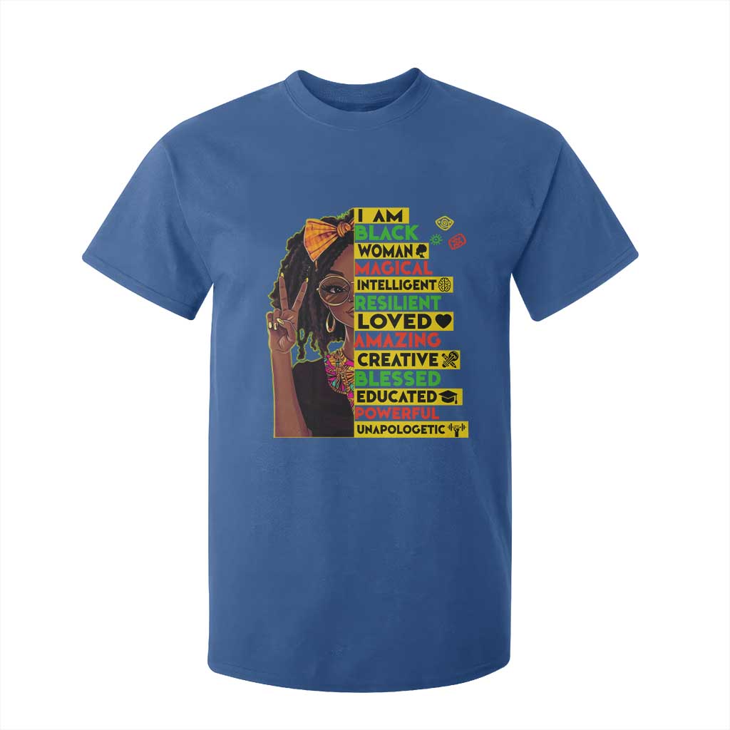 I Am Black Woman With Locd T Shirt For Kid African Pride Black History Month