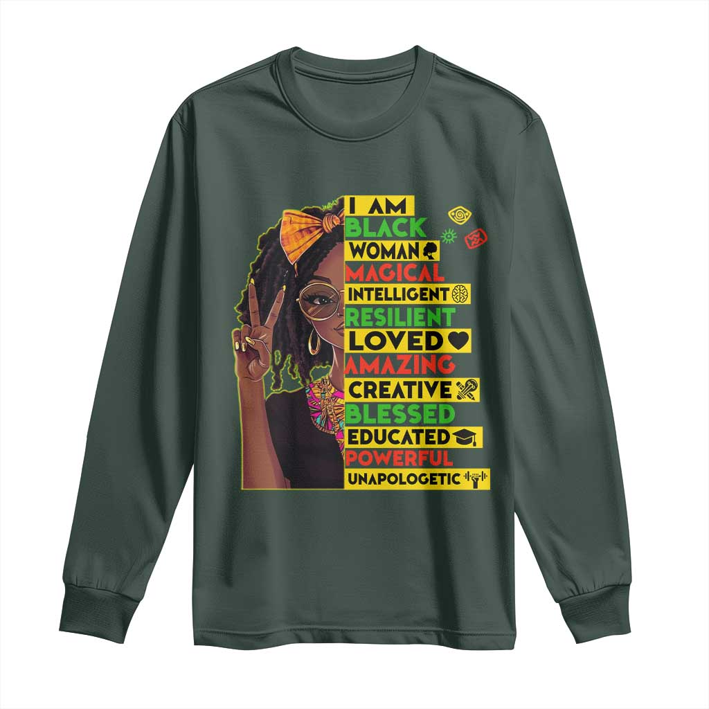 I Am Black Woman With Locd Long Sleeve Shirt African Pride Black History Month